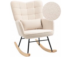 Zenzee Schommelstoel - Schommelstoelen babykamer - Relaxstoel - Fauteuil - Voedingsstoel - Met kussen - Roomwit - Beige