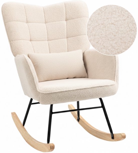 Rocking chair - Chaises - Meubles - Fauteuil - Blanc crème - 71 cm x 92 cm x 101 cm