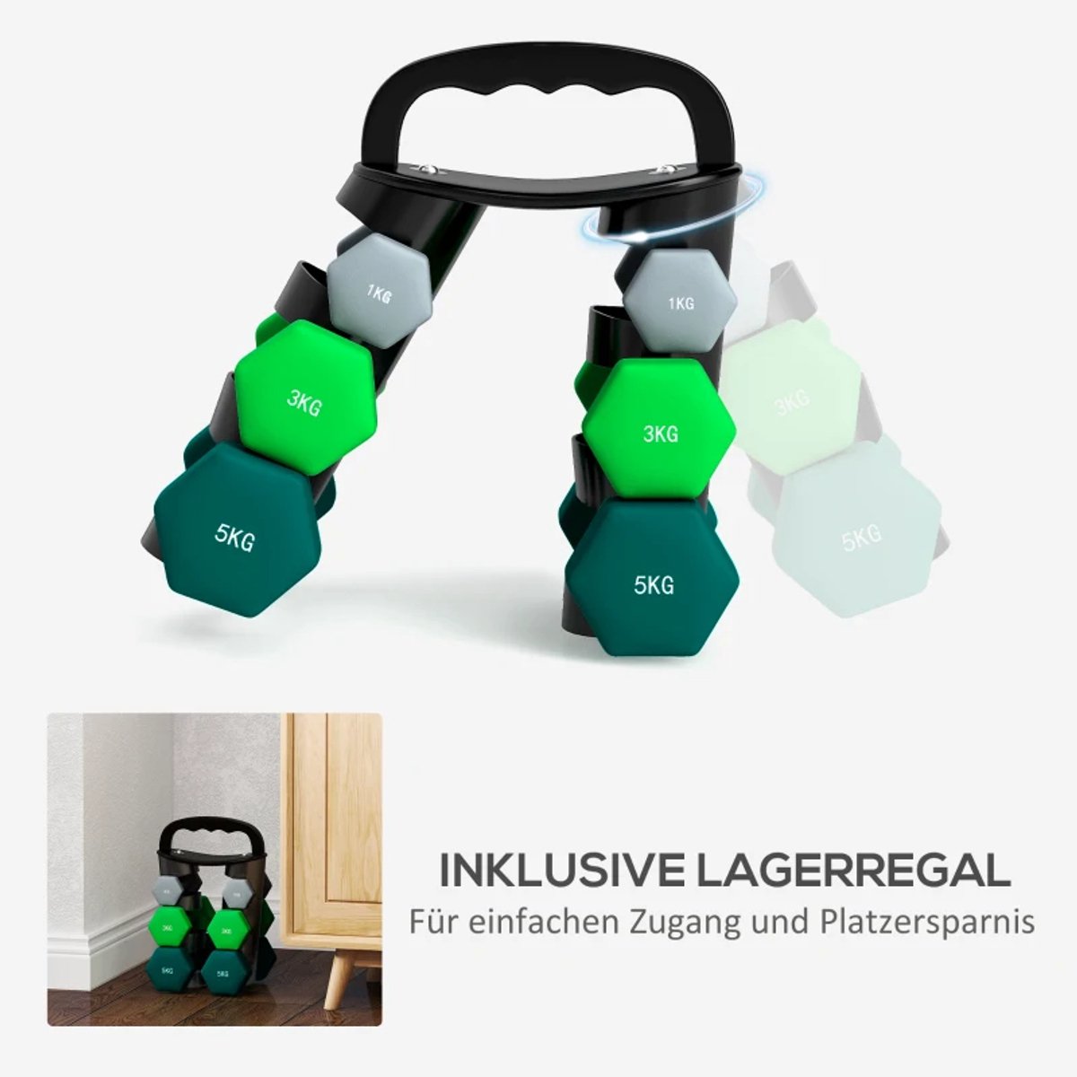 Exoluxe Halterset met Halterstandaard - Dumbells - Meerkleurig thumbnail 5
