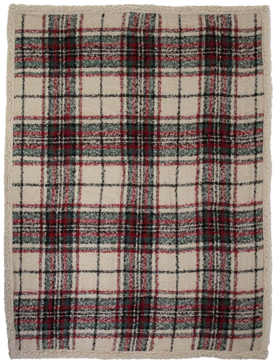 Mars & More Plaid ruit boucle - groen - 130 cm x 170 cm