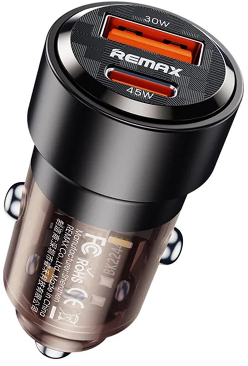 Remax RCC360 - Autolader - 75W - PD+QC - UBS A+C - Zwart