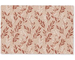Deurmat 60x40 cm - Droogloopmat Takjes - Patroon - Bessen - Crème­kleuren - Mat voor binnen - Schoonloopmat - Deurmatten met print - Inloopmat