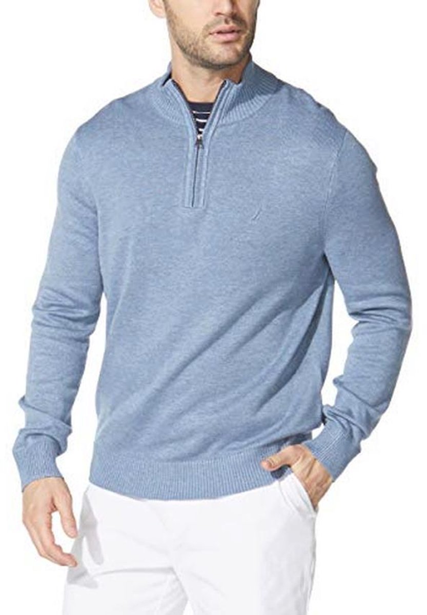 Heren Katoenen Gebreide Quarter-zip Trui