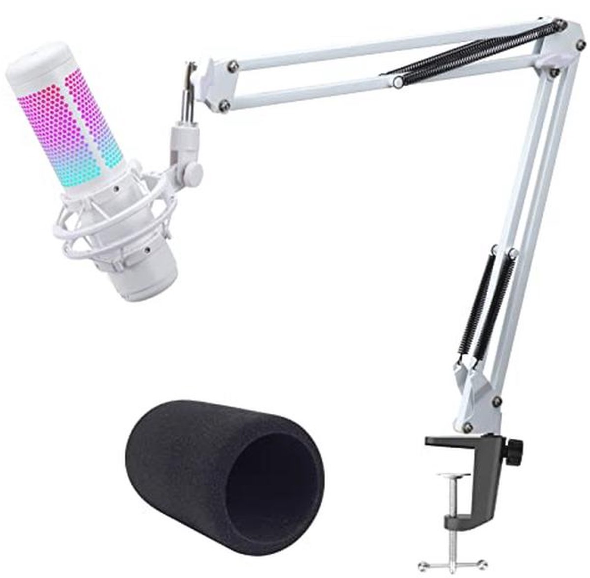 Microfoonarm voor Gaming en Streaming - Witte Boom Arm Compatibel met QuadCast S