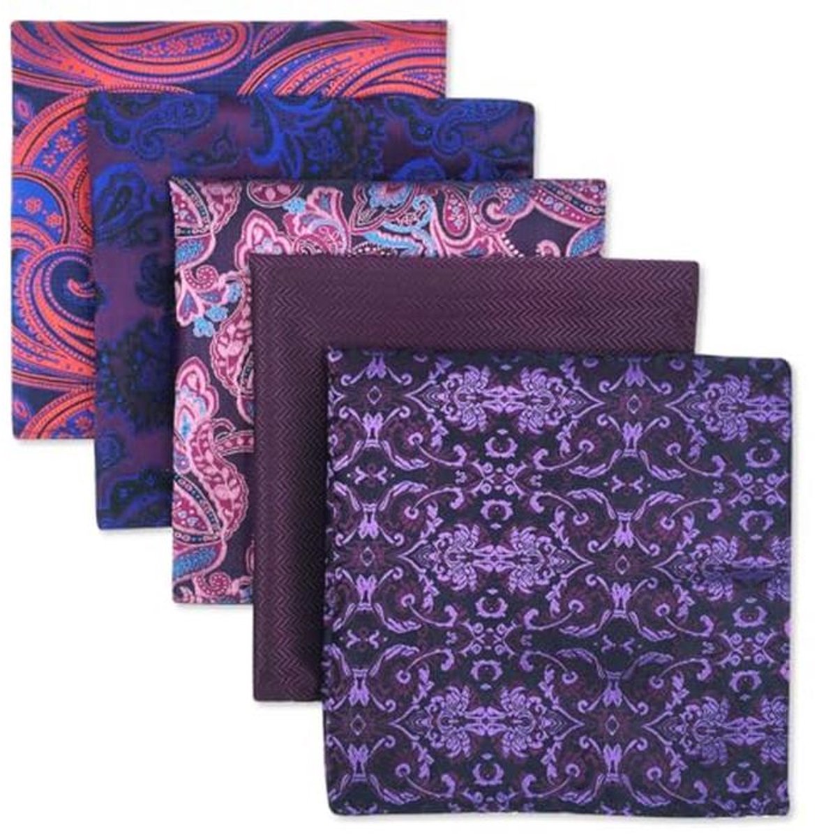 5 Stuks Geassorteerde Heren Pochet Zakdoeken Set voor Bruiloften en Formele Gelegenheden