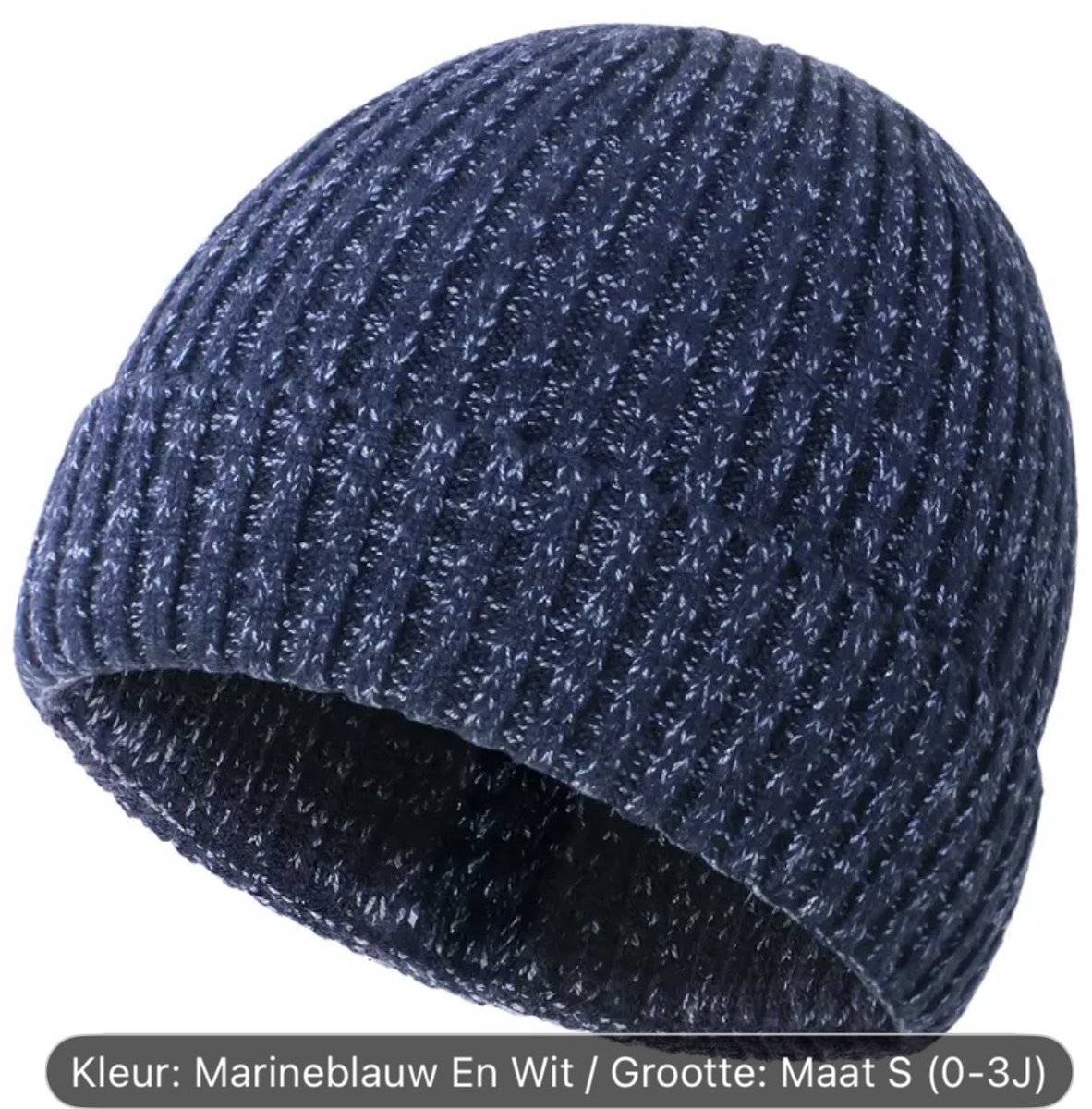 kinder winter muts donkerblauw maat s (0-3) jaar