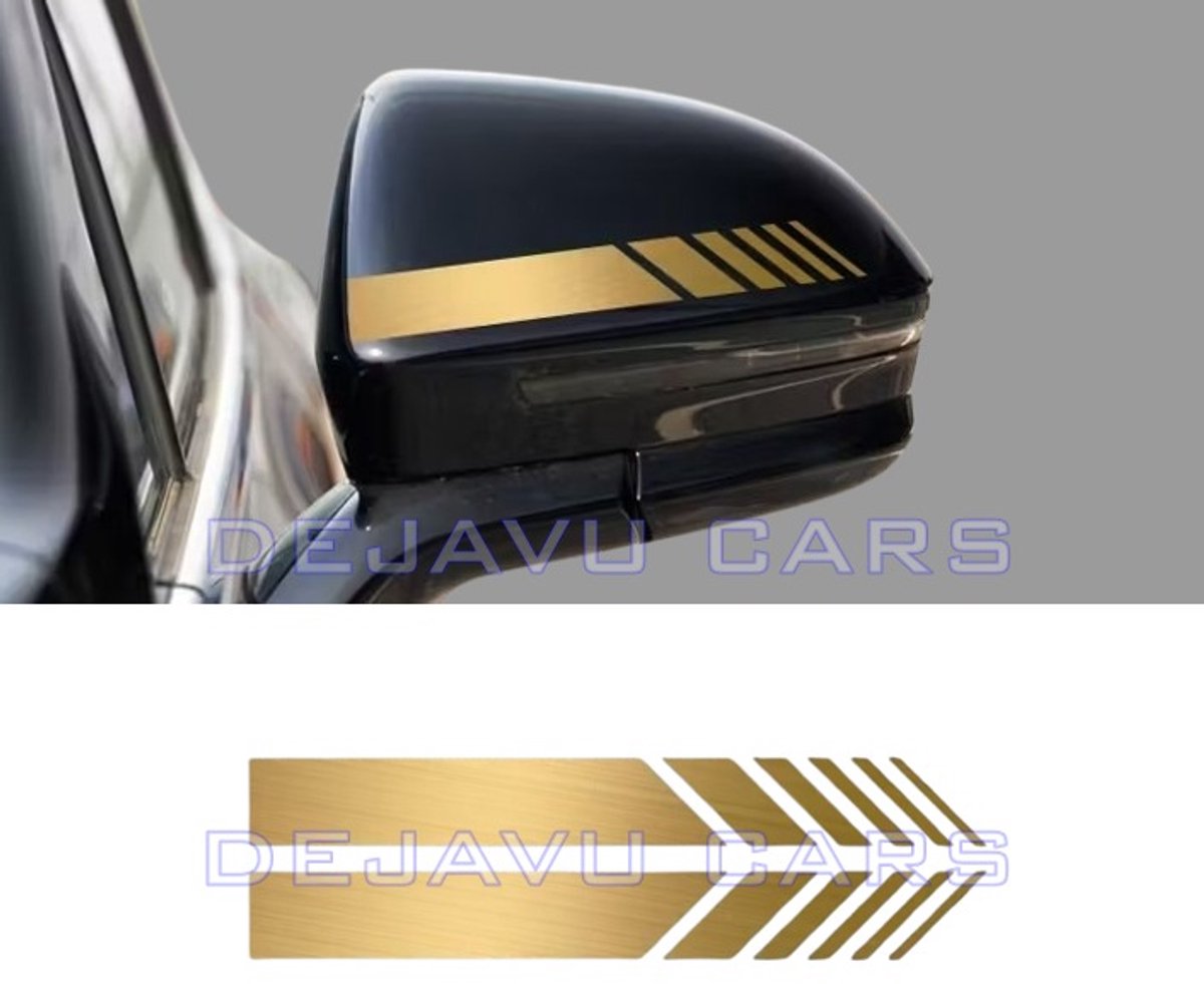 AMG Look strepen voor Mercedes Benz spiegelkappen - Goud / Gold | Sticker | Geschikt voor Spiegelkappen, autoruiten, deuren, bumpers, motorkap, achterklep | Reflecterende autostickers (ideaal voor zowel binnen- als buitengebruik)
