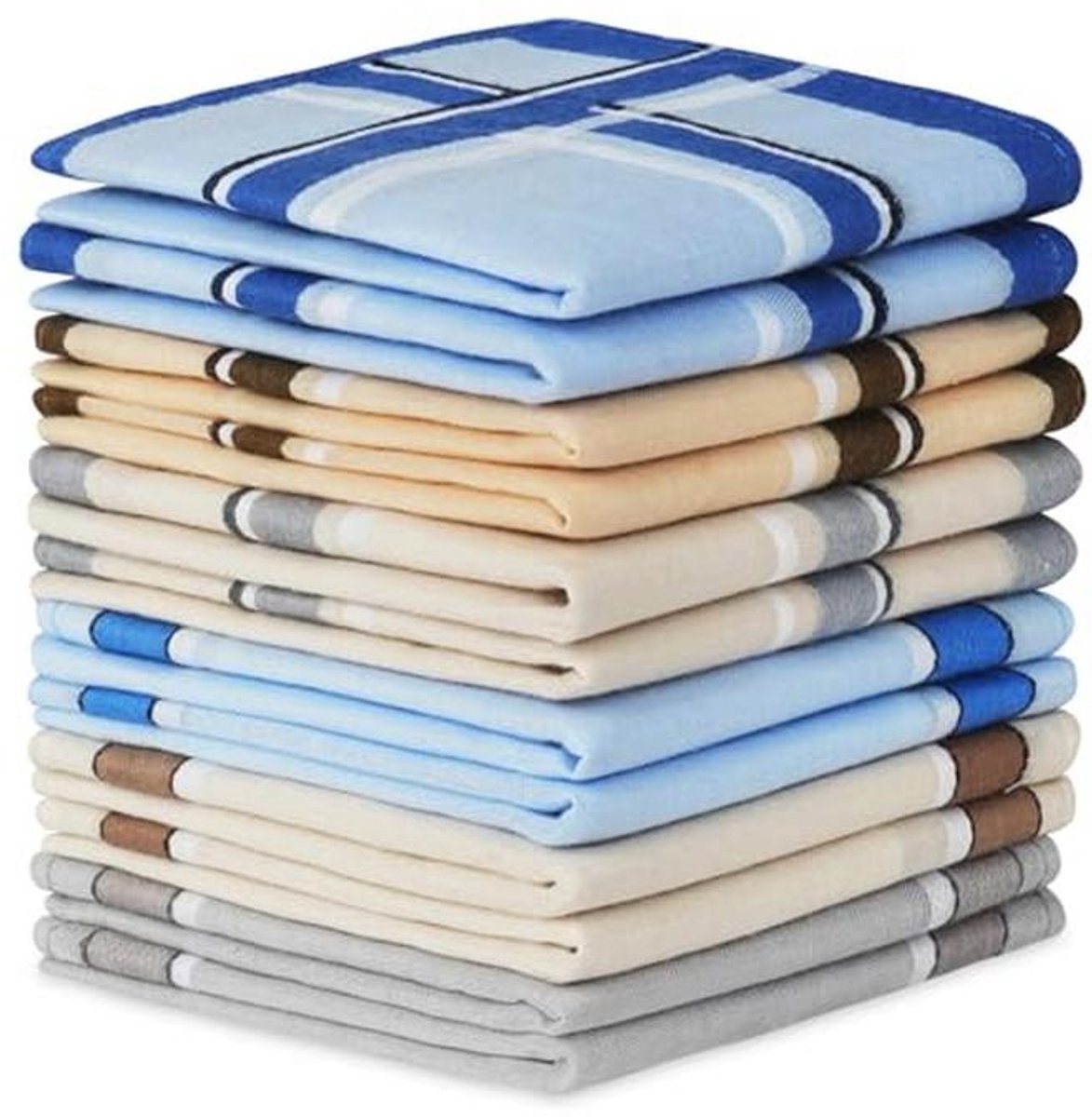 Set van 12 zachte herenzakdoeken - 40 cm x 40 cm katoenmix
