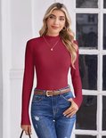 Essentials Lichtgewicht geribbelde slimfit trui met lange mouwen voor dames, hemelsblauw, L