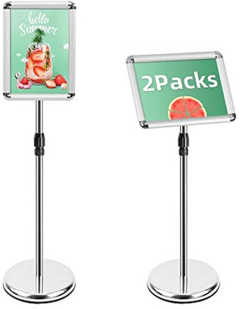 Vrijstaande A4 Posterstandaard voor Informatie en Menu - Aluminium Borden, 2 Stuks