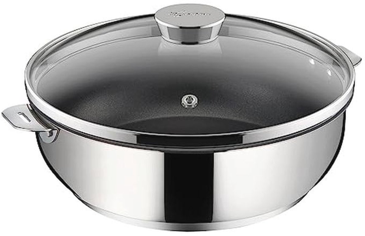 Sautépan met deksel 28 cm – Roestvrijstalen stoofpan met antiaanbaklaag