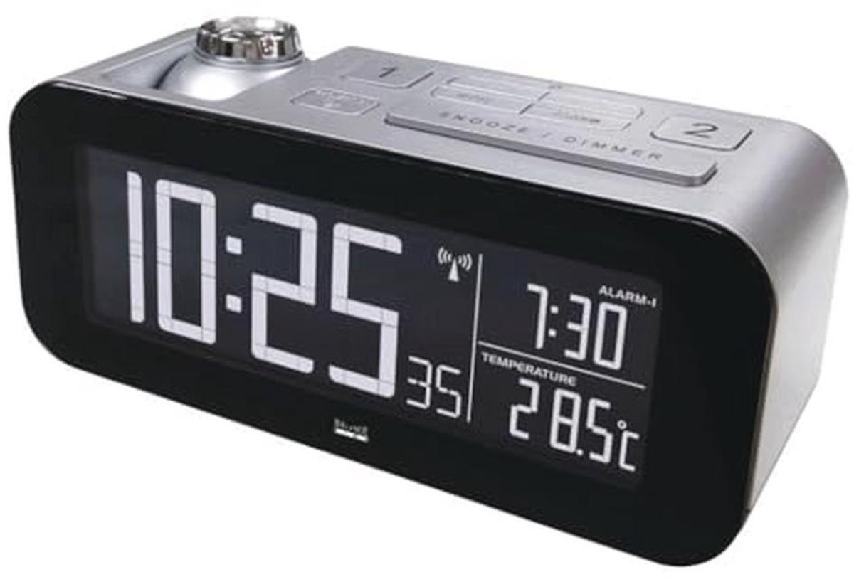 Digitale Wekker met LCD Scherm - 220-240V, Zwart/Zilver