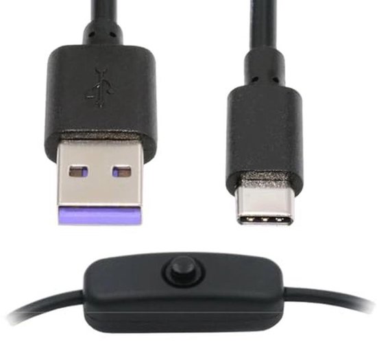 Foto: Usb c naar usb a oplaadkabel met schakelaar 100 cm voor bureaulampen en ventilatoren