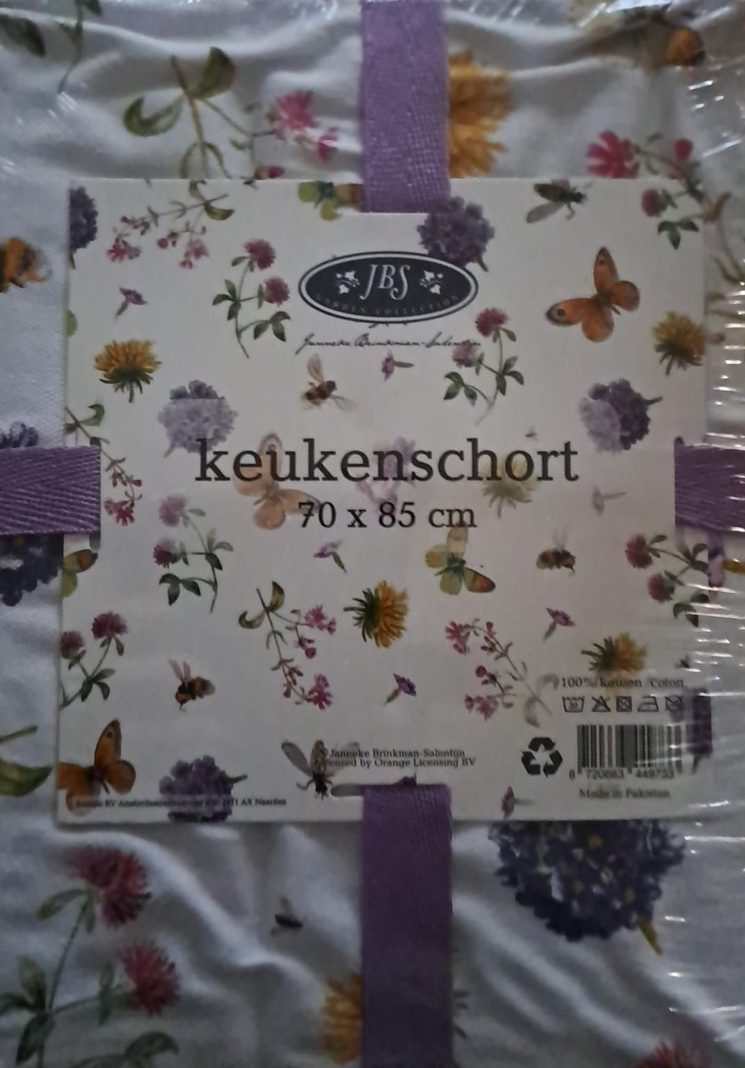 Keukenschort 70x85 cm bloemen en vlinders Janneke Brinkman