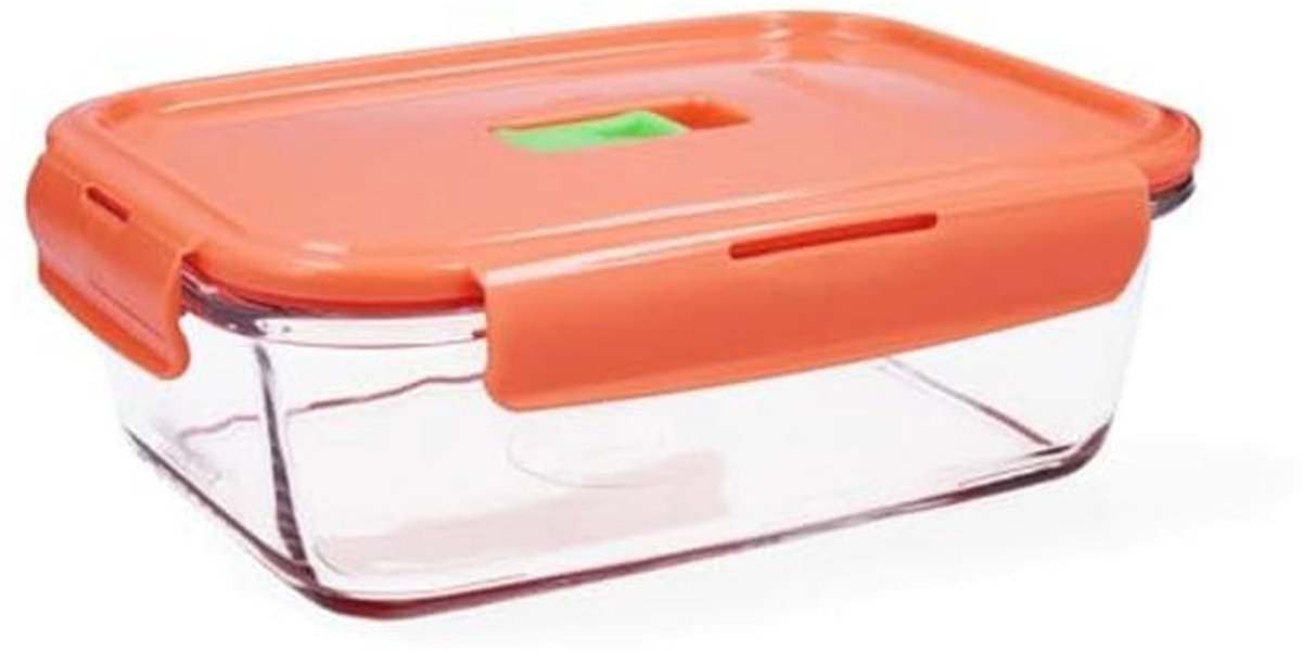 Rechthoekige glazen vershouddoos met deksel - 19 x 13 x 7,3 cm - 122 cl - Tweekleurig