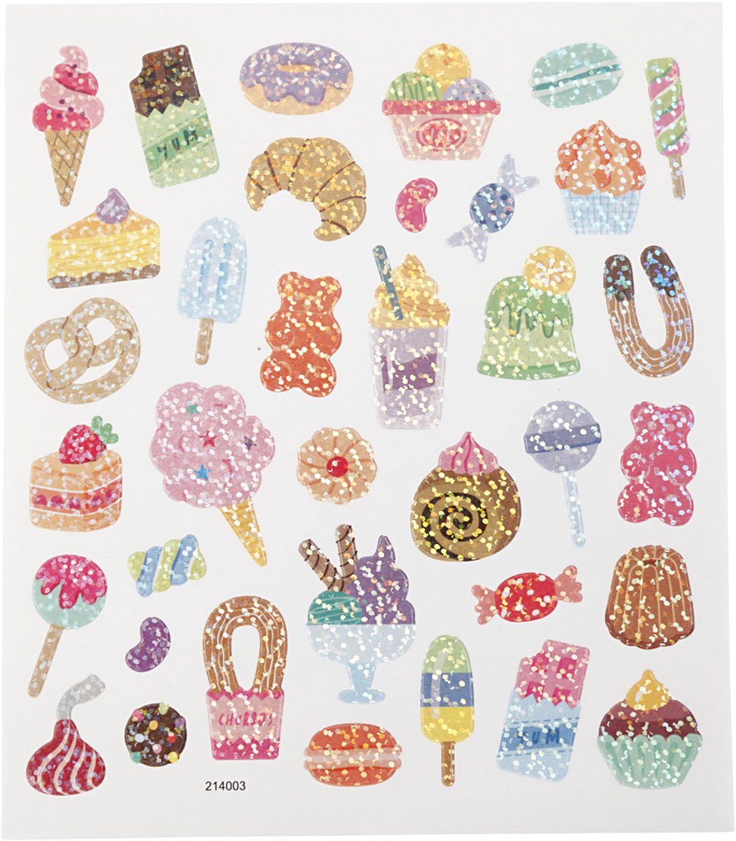 Stickers - Snoep Thema - Kindvriendelijke Decoratieve Stickers - Zelfklevend voor Kaarten Maken - DIY Scrapbooking Feestdecoratie - Afmetingen 15x16,5 cm - 1 Vel