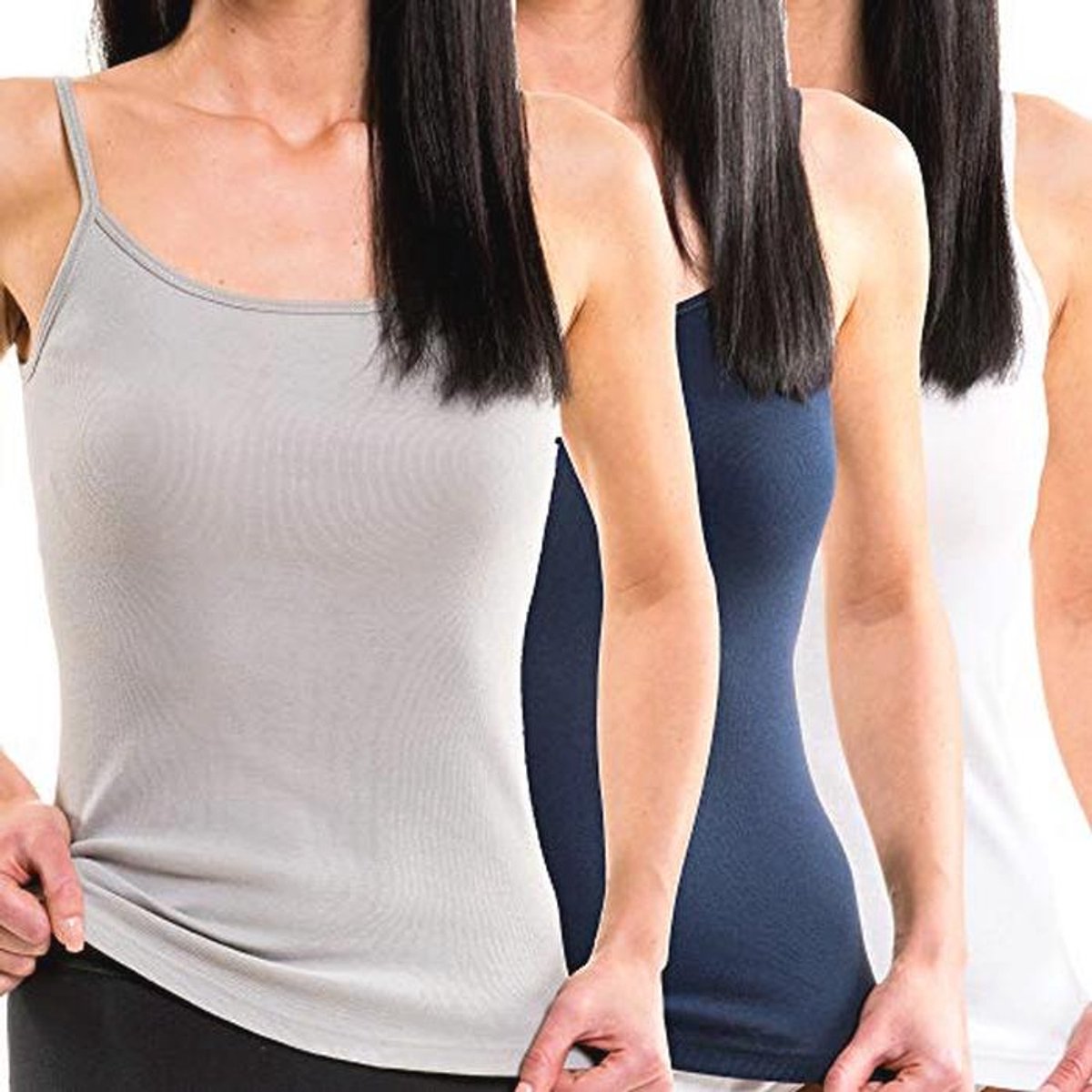 Dames Tanktops 100% Biokatoen, Set van 3