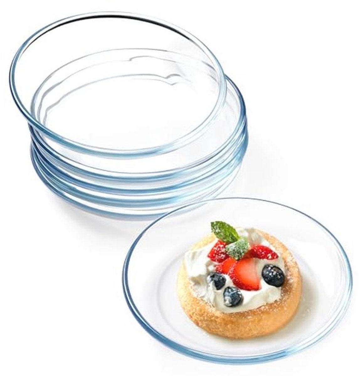 6 Pack 7" Geharde Glas Platen Set - Vaatwasser- en Magnetronveilig