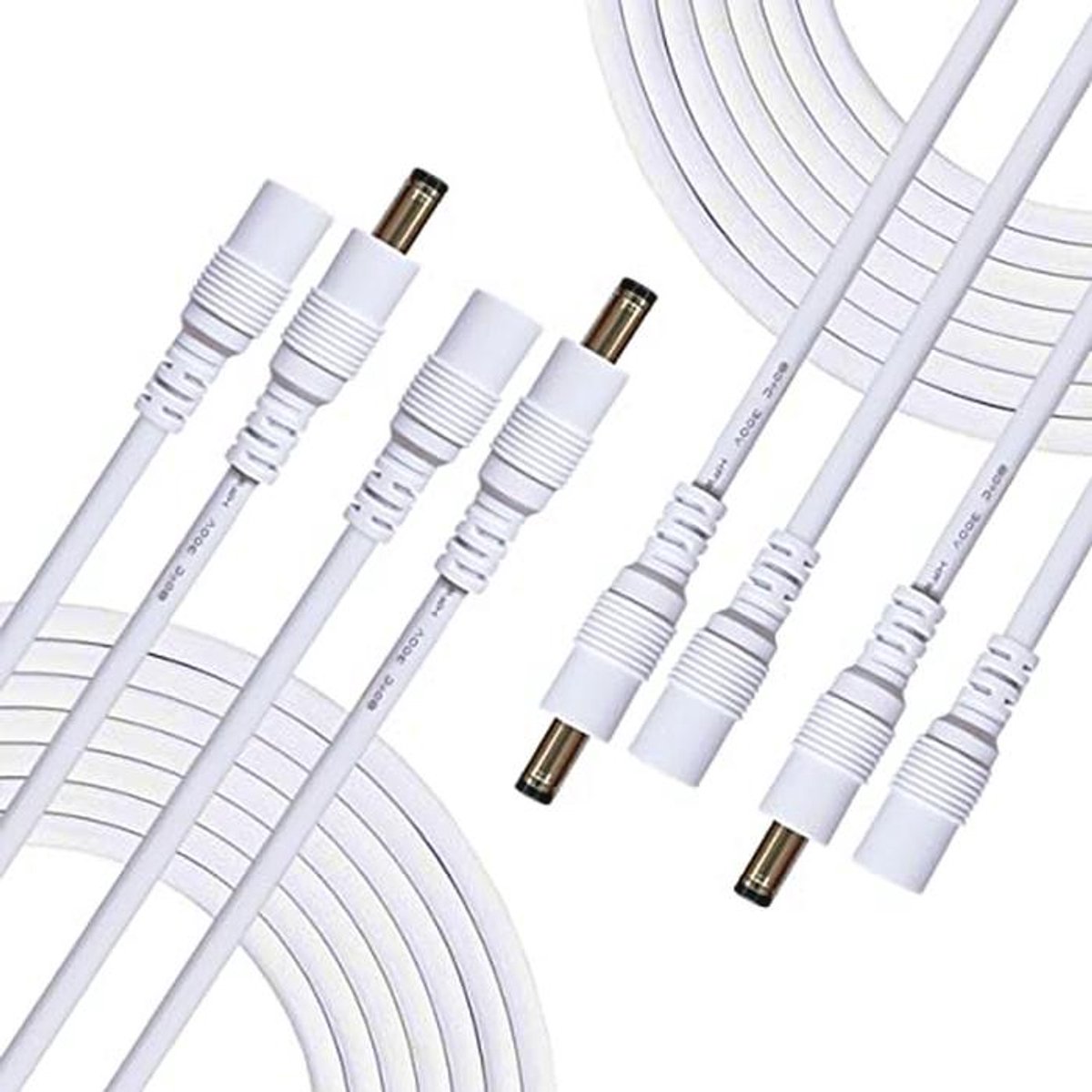 4pcs 1m DC-verlengkabel 5,5 mm x 2,5 mm voor Voedingsadapter en CCTV-camera - Wit