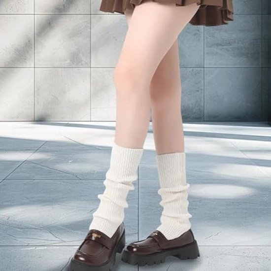 Andiwa Beenstulpen voor dames en meisjes van wol, gebreide beinlinge leg warmers beenwarmers, flexibele warme kniewarmers, laarsstulpen, lange beenwarmersokken, beenwarmers, zwart, 40