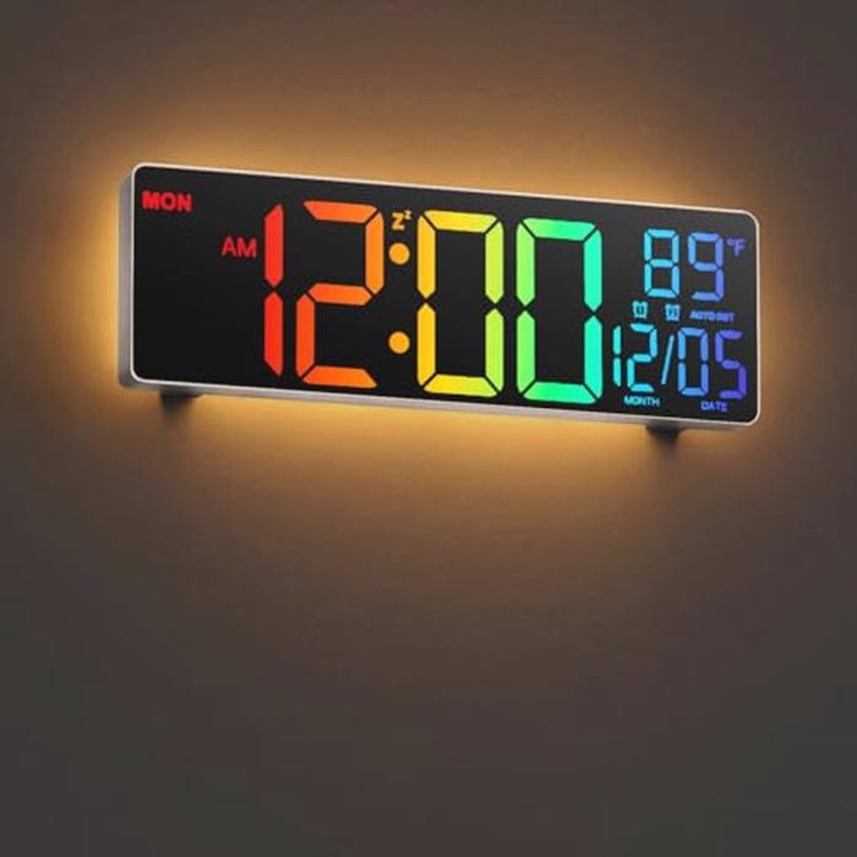Digitale 11 inch Wandklok met RGB-kleuren en Afstandsbediening