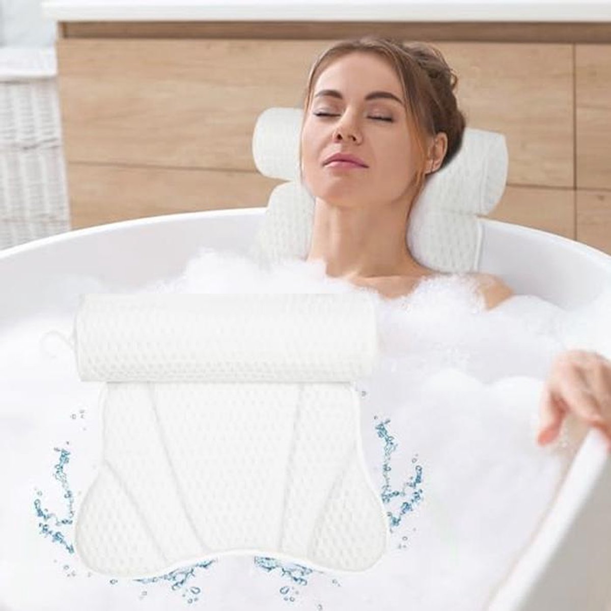 Ergonomisch Badkussen met 6 Antislip Zuigkoppen en Badbal