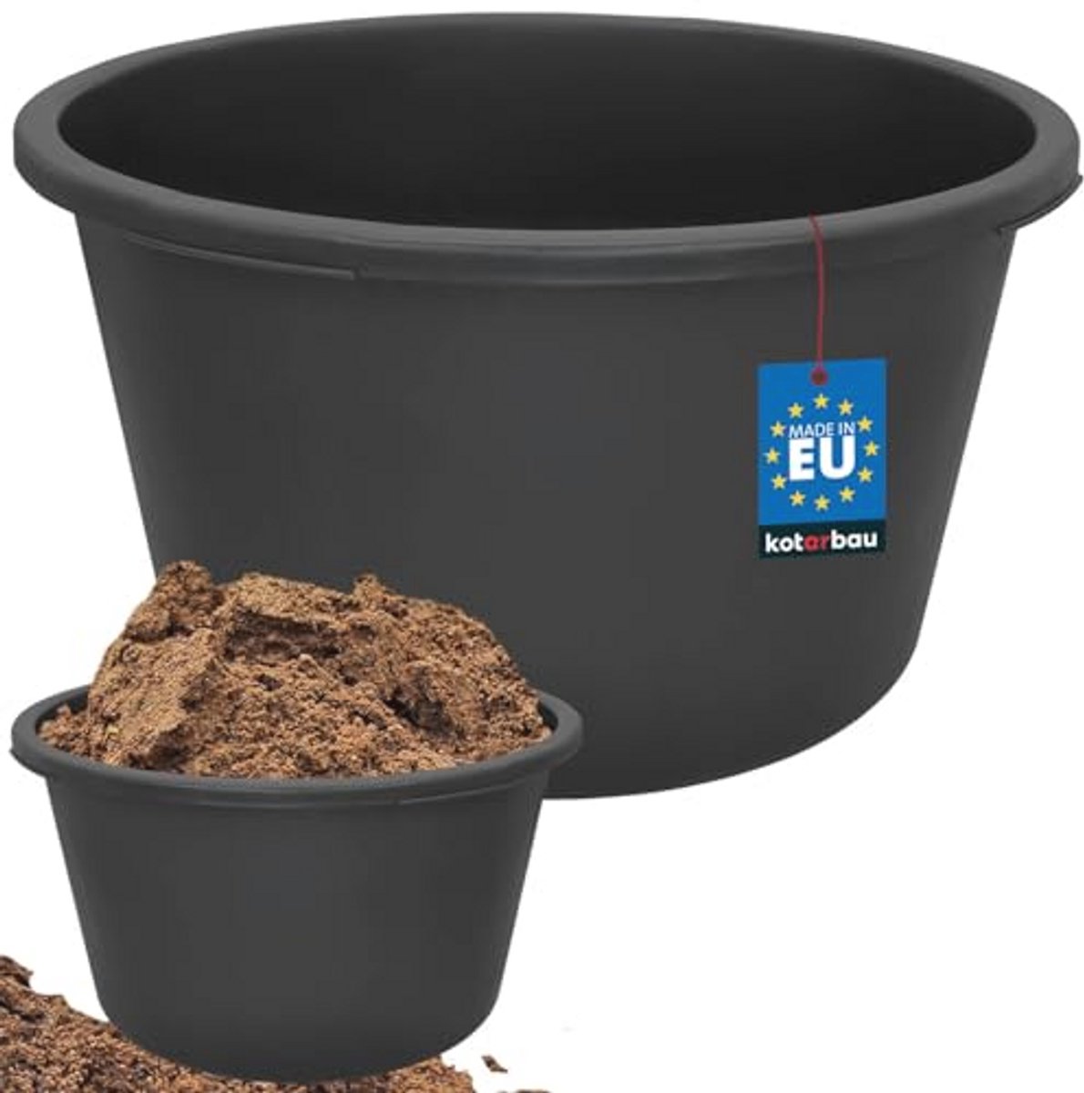 Ronde Mortelbak 90L - Zwarte Bouwemmer voor Effectieve Mortelmenging