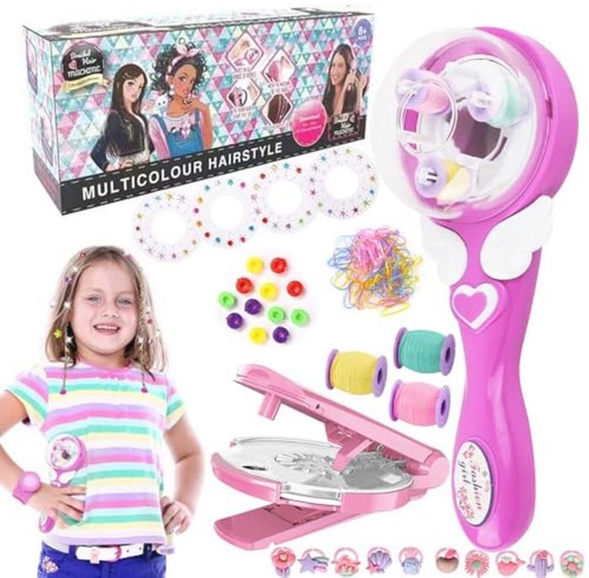 Vlechtmachine voor Kinderen - Creatieve Haarstijlen met Strass Steentjes