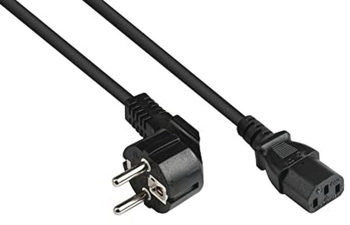 Netsnoer 0,5 m - Geaarde Stekker Type E+F op C13 Koudapparaatbus - Zwart