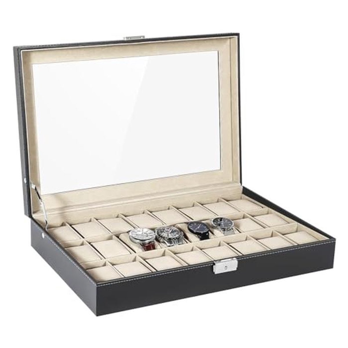 Horloge Display Opbergdoos voor 24 Horloges en Sieraden Organizer