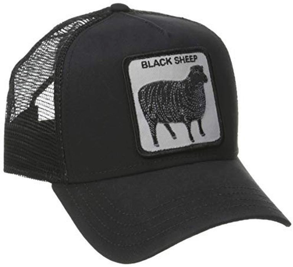 Honkbalpet Zwart - Gebogen Cap met Dierenpatch - Eén Maat