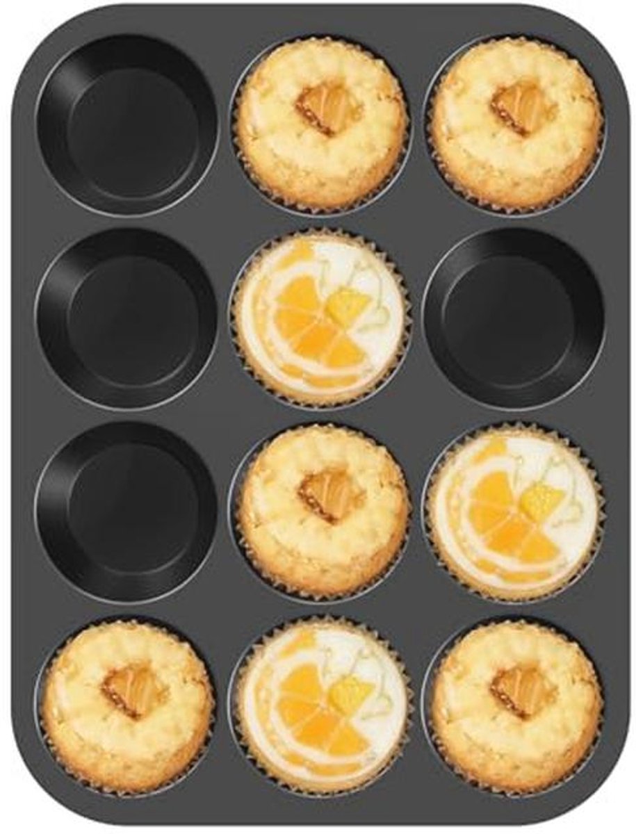 Grote siliconen muffinvorm voor 12 muffins - Zwart
