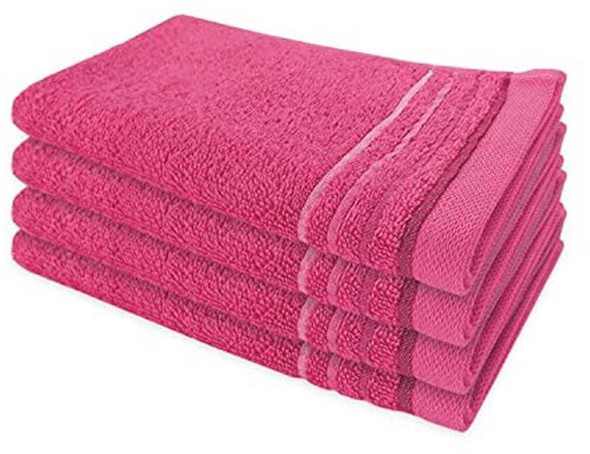 Gastendoekjes Set van 4, 100% Katoen, Roze, 30 x 50 cm, Sneldrogend en Ondersteund door Ök