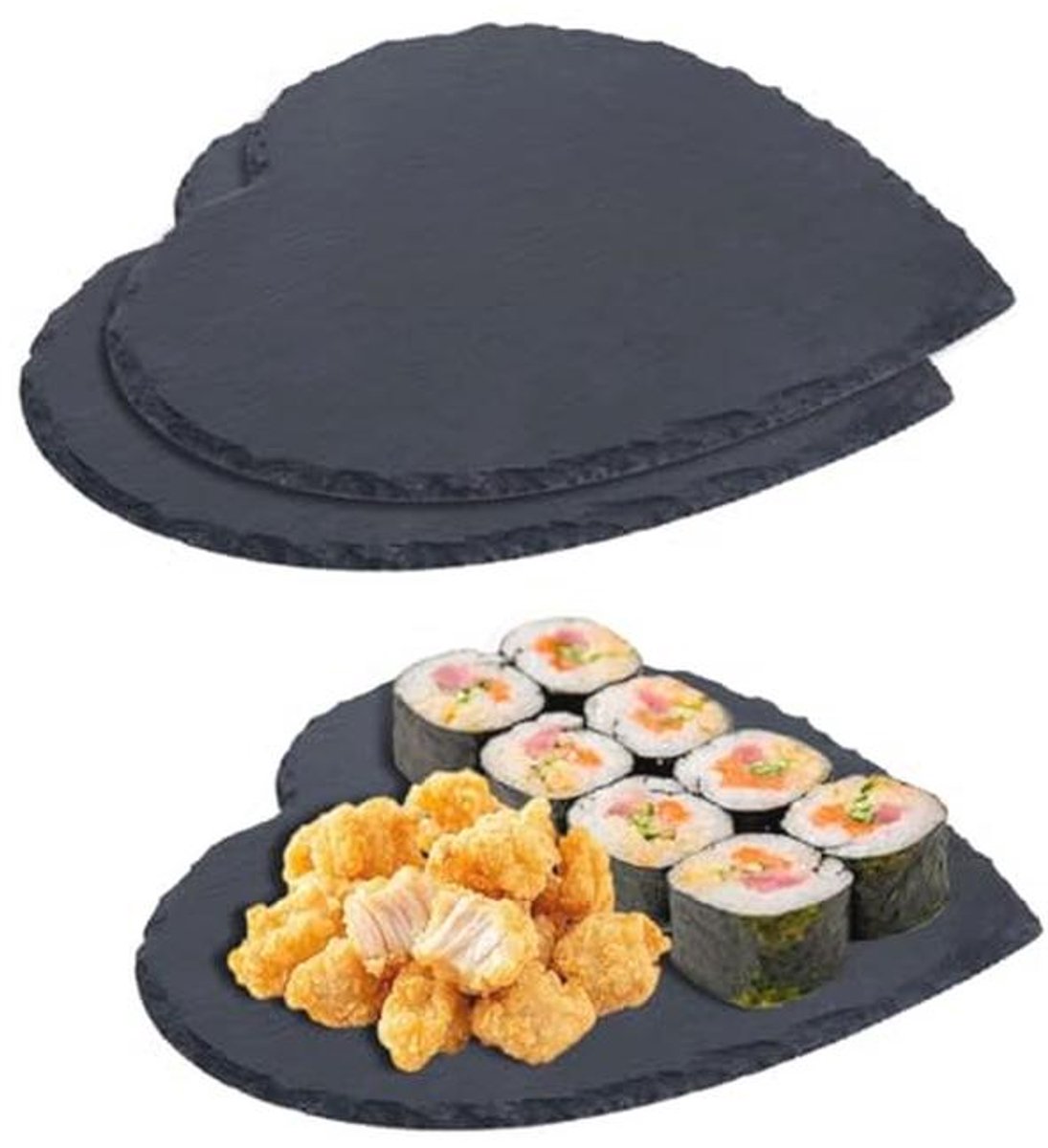 Set van 2 leistenen serveerplaten 20x20 cm - Ideaal voor sushi, kaas en als tafelblad