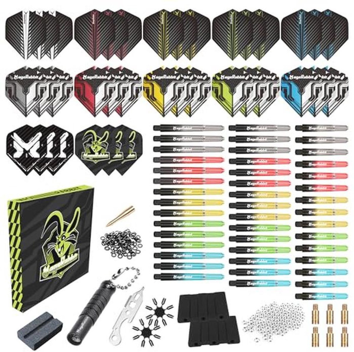 Dartflights Accessoireset met 36 Dartpijlen en 45 Schachten