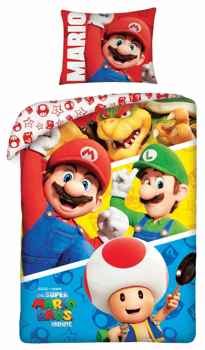 Super Mario Dekbedovertrek Movie - Eenpersoons - 140 x 200 cm + 70 x 90 cm - Katoen van Merkloos — afbeelding 3