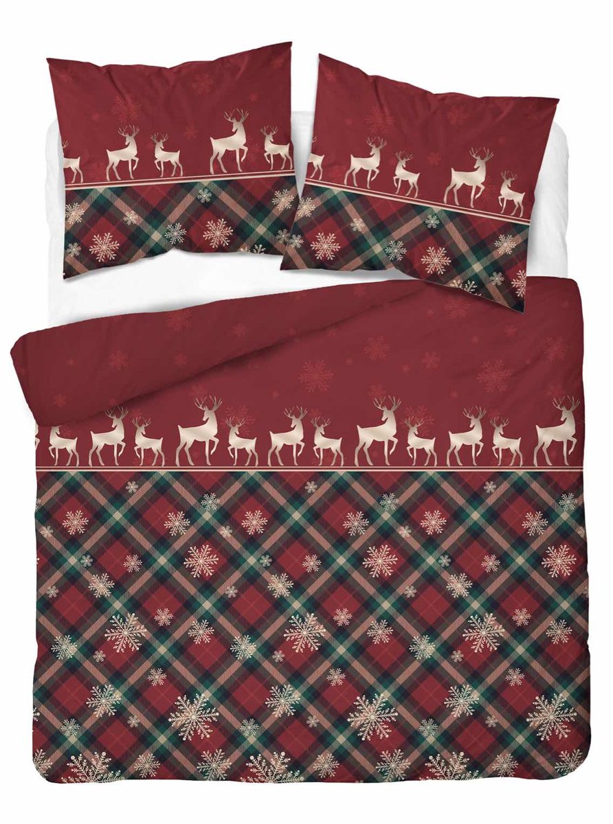 Kerst Dekbedovertrek 220x200cm Winter Kerstmis Christmas X-Mas Katoen GroteKussensloop 70x80cm