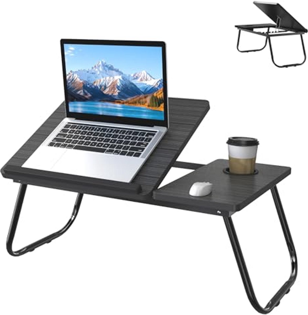 Verstelbare en Inklapbare Laptoptafel voor Bed en Bank - Ergonomisch met Bekerslot