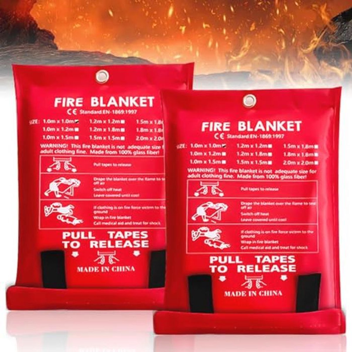 2 Stuks Brandblusdeken 150x150 cm - Veiligheidsdeken voor Keuken, Auto en Kamperen
