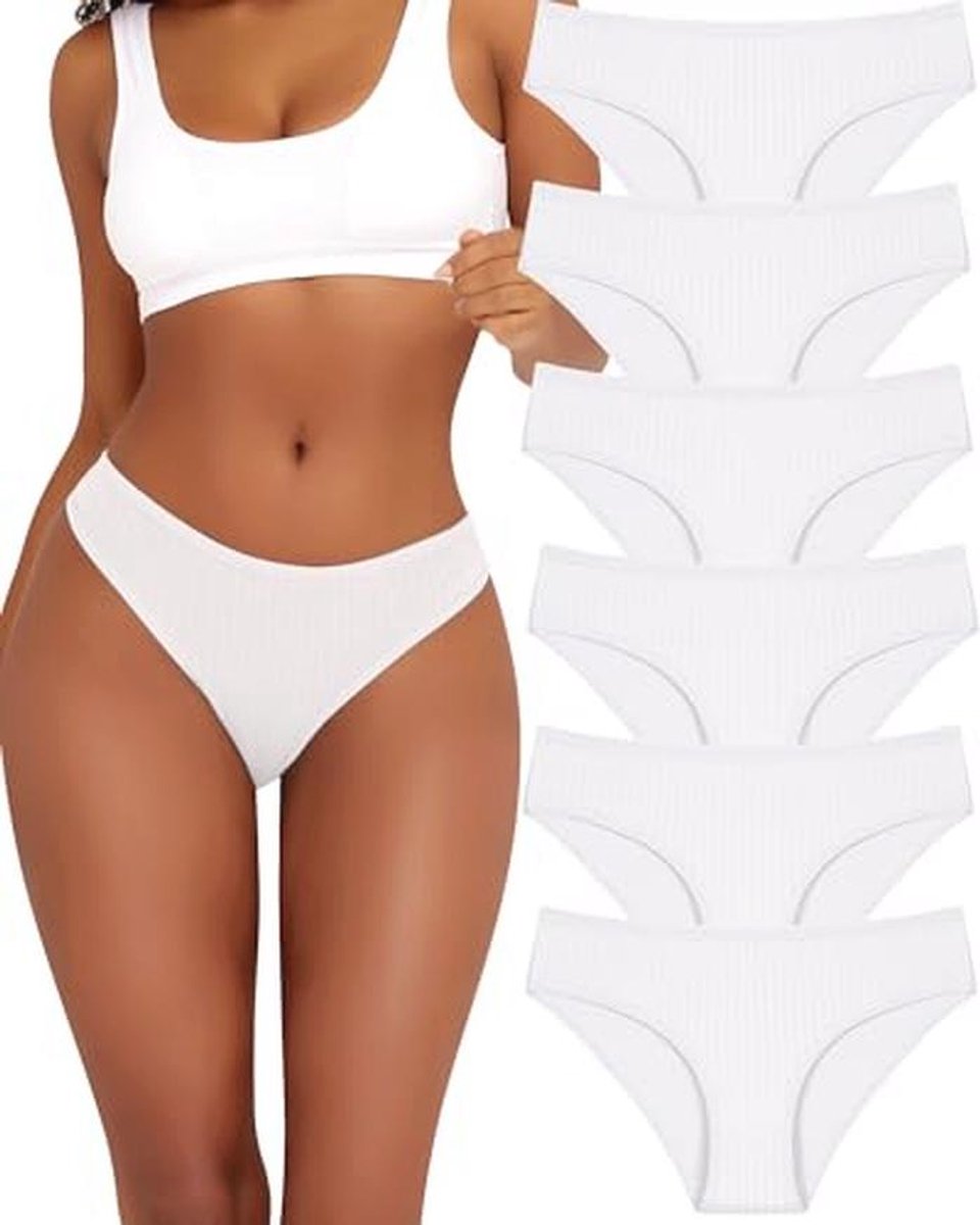 Set van 6 Dames Onderbroeken Katoen Stretch Hipster Comfortabel Ademend - Maat S-XL