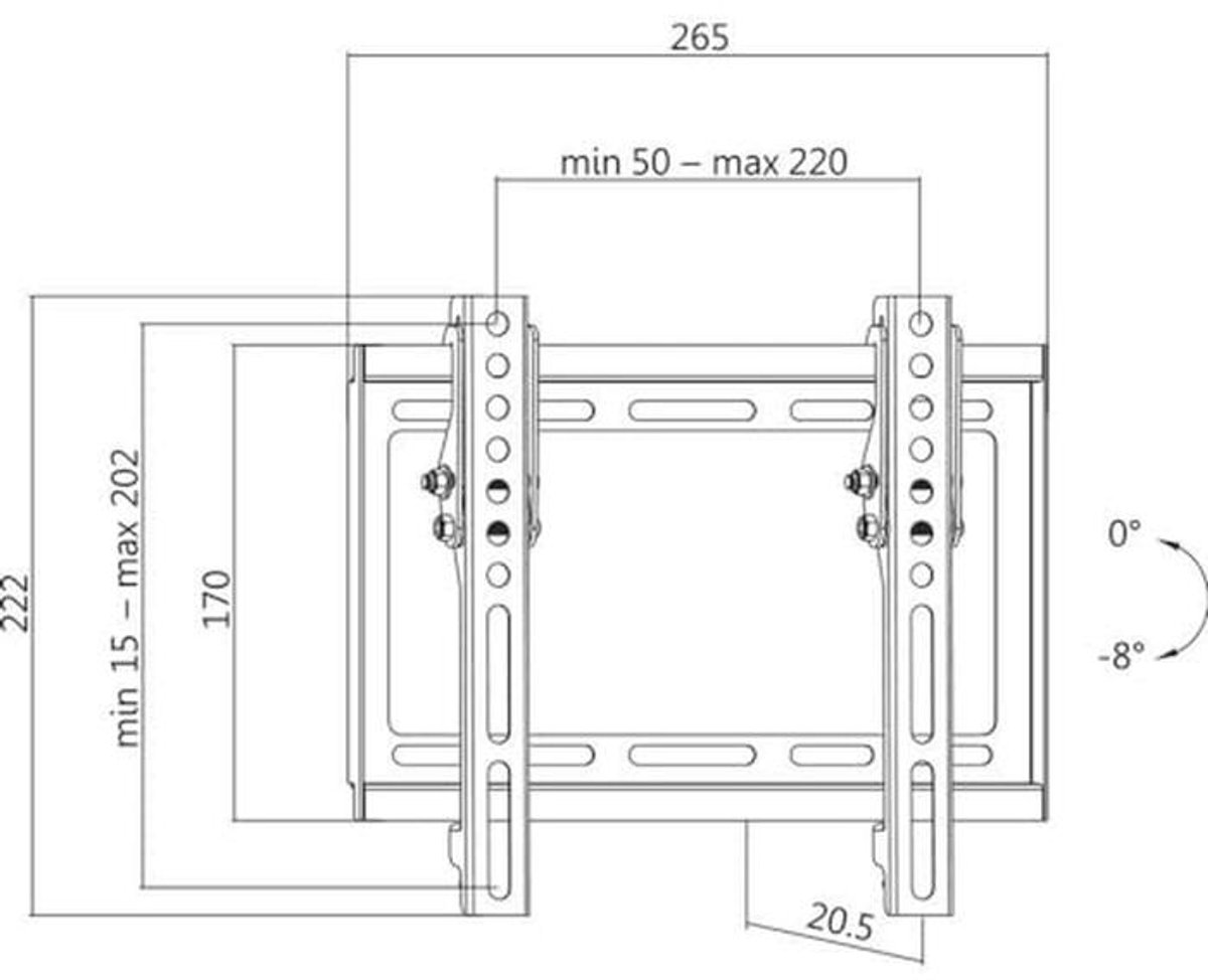 TV muurbeugel met plank voor 23-42 inch schermen - Half Motion, Kantelbaar, Zwart