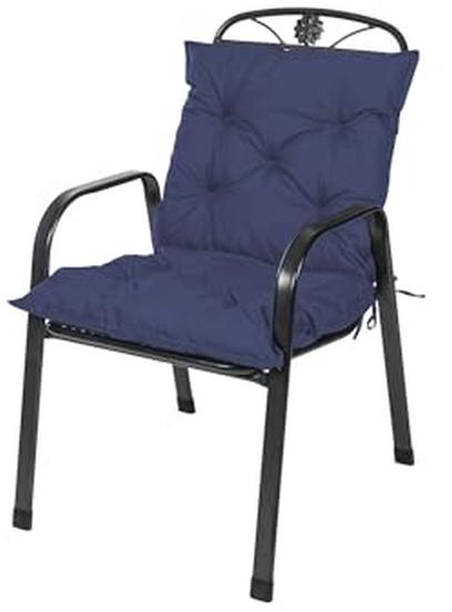 Tuinstoelkussen voor lage rugleuning, waterafstotend, 100 x 50 cm, hoog comfort, donkerblauw