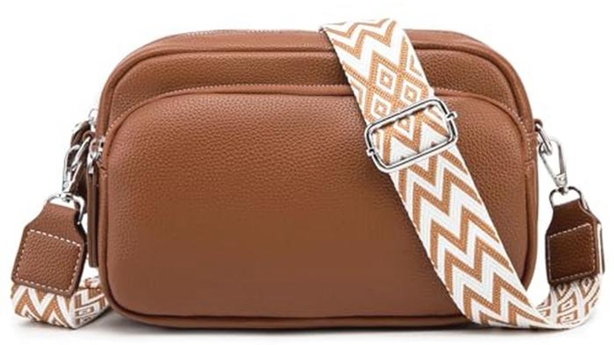 Crossbody Tas Dames met Brede Schouderriem - Hoogwaardige Leren Telefoontas