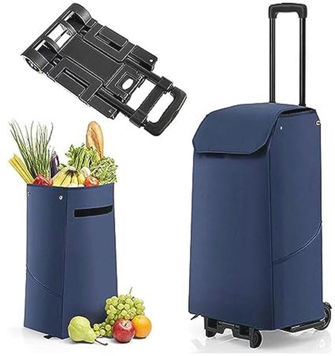 Opvouwbare Boodschappentrolley met 38L Tas - Multifunctionele Handwagen met Wielen