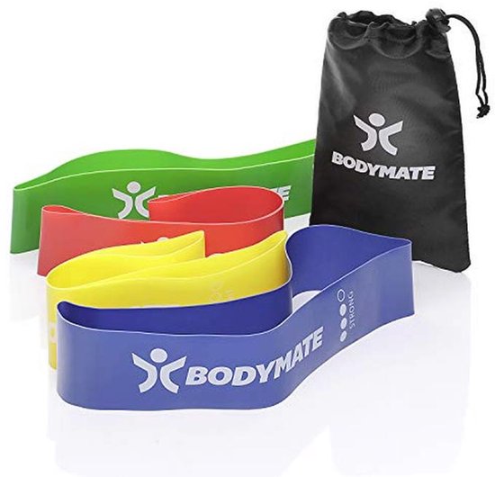 Fitense Weerstandsbanden Set – 4 Niveaus – 5-80 Lbs – Met Deuranker & Poster – Voor Yoga, Pilates, Revalidatie & Krachttraining
