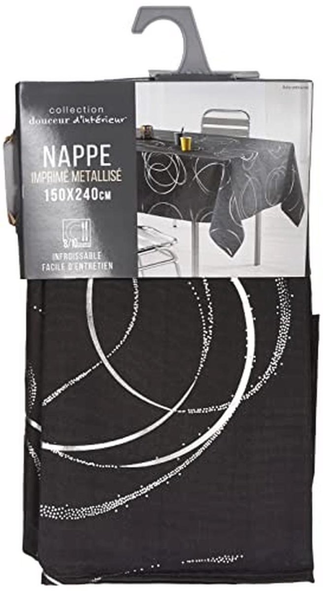 Rechthoekig Tafelkleed 150 x 240 cm in Zilver en Grijs - Polyester Bedrukt