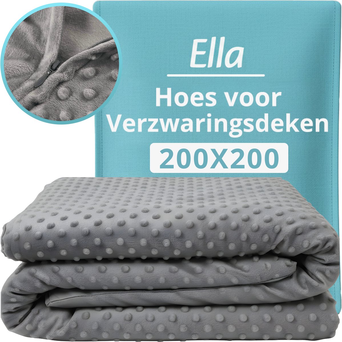 Hoes voor de verzwaringsdeken van Ella 200 x 200 CM - 11 KG & 13 KG - Fleece - Grijs