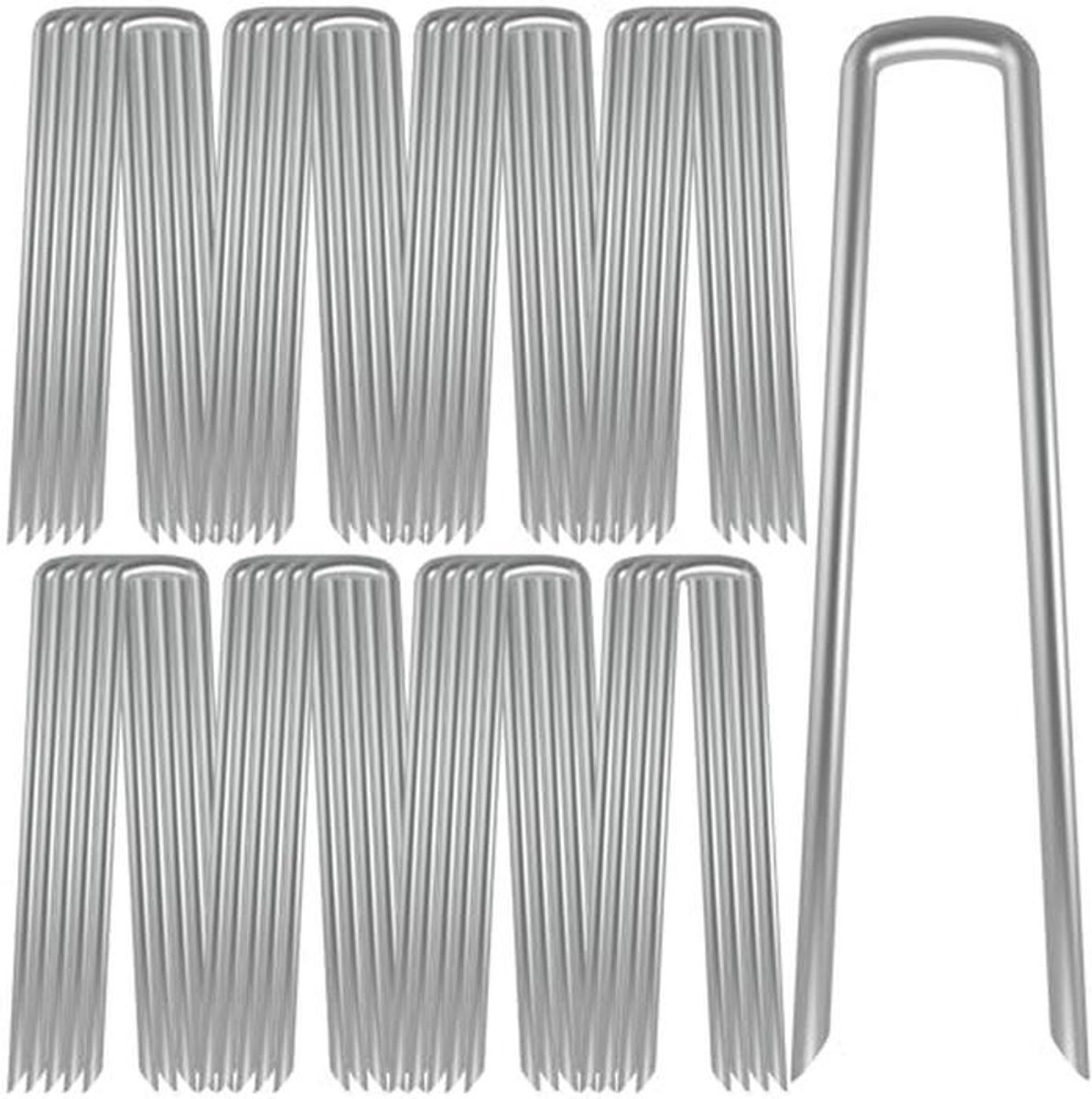 AAGUT Tuinpalen hek grondpaal tentankers werf metalen landschapsnietjes zwaar verzinkt 30 cm 8 gauge 40 stuks gazonspelden voor hondenschermen, onkruidbarrièrestof, kippengaas