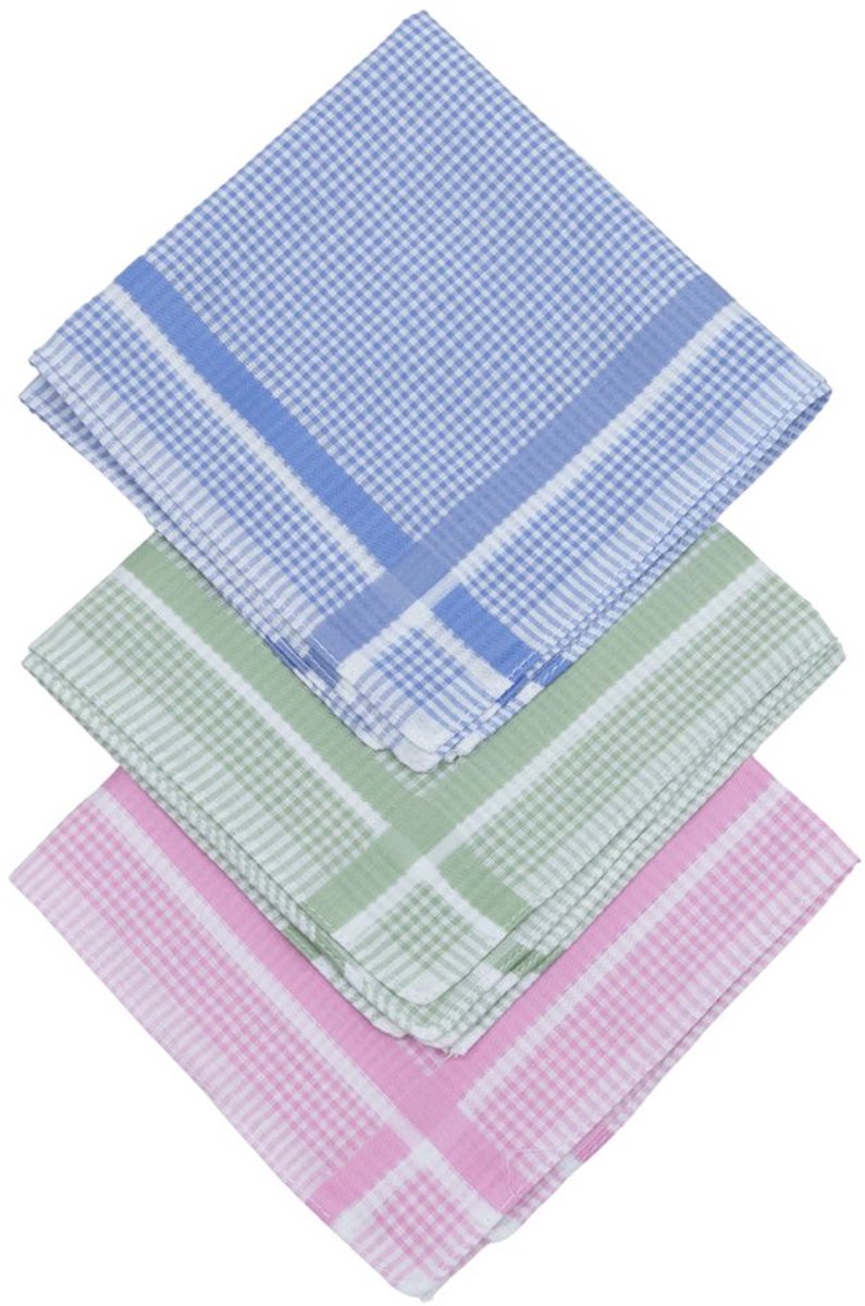 D&L Dames Zakdoeken - Geruit - 29 x 29cm - 12 Stuks - Katoen - Gesatineerd