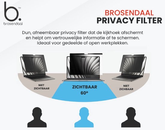 Brosendaal Filtre de confidentialité pour ordinateur portable 13,3 pouces - Format d'image 16:10 - Protection d'écran - Privacy Filter pour Asus, HP, Dell